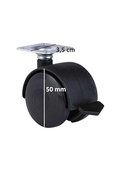 Koltuk Dolap Etejer 360 Derece Döner Tablalı, Frenli Plastik Mobilya Tekerleği, Sehpa Tekeri + Montaj Vidaları (Çap: 50 Mm) fiyatları