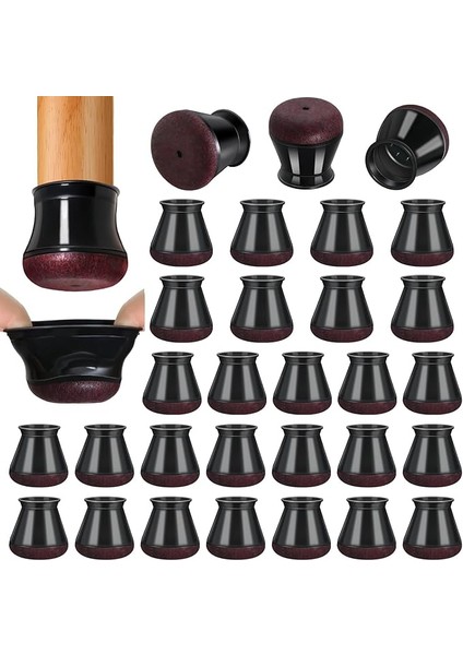 32 Adet Sandalye Ayağı Kapağı, Siyah, Silikon Sandalye Ayağı Koruyucusu, Yuvarlak, Sandalye Ayakları Için Koruyucu Kapak, Sandalye Için Keçe Kaydırıcı (Kalıp: 20,1 – 30 Mm)