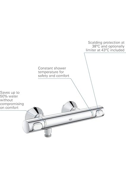 Precision Flow Termostatik Duş Bataryası, Su Tasarruflu, Krom, 34840000 modelleri