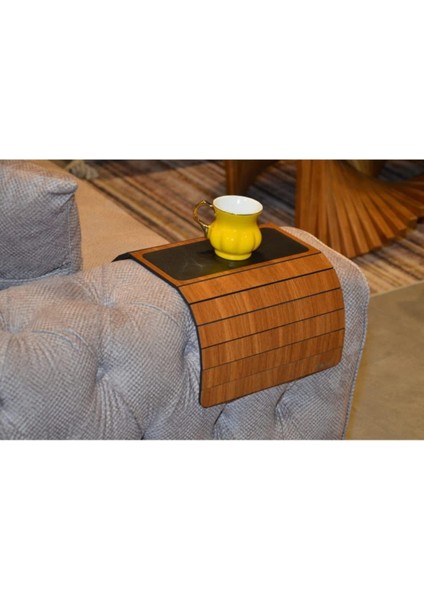 Ex Koyu Ceviz Ahşap Katlanır Kaydırmaz Deri Yüzeyli Portatif Yan Sehpa 50 cm x 27.8 cm modelleri