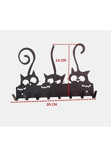 Anahtar Askılığı Ister Kendinden Yapışkanlı Ister Vidalı Kedicik Mat Siyah modelleri