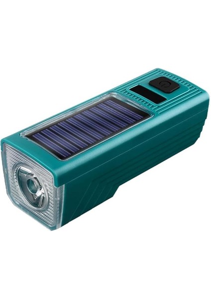 1000 Lümen 5 Modlu Su Geçirmez Solar Güneş Enerjili USB Şarjlı Bisiklet Farı Yeşil