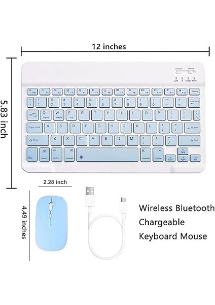 iPad Air 11 Inç (7. Nesil M3/m2 2025/2024), iPad Air 5. / 4. Nesil (10,9 Inç 2022/2020), Manyetik Çıkarılabilir Alman Qwertz Klavye, Kalem Tutuculu ve Fareli, Mavi indirimleri