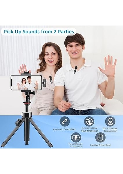 2’li Kablosuz Yaka Mikrofon Seti – Type-C Girişli, 1 Alıcı 2 Mikrofon, Bluetooth’suz Tak-Çalıştır, Gürültü Engelleme, iPhone 15/16 Ile Uyumlu, Vlog, Röportaj, Canlı Yayın Için indirimleri