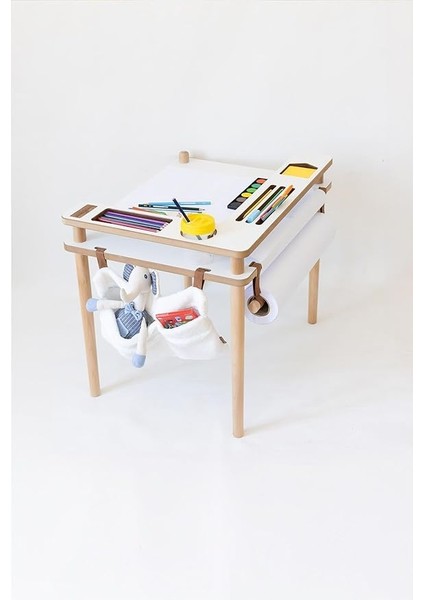 Çocuk Oyun Etkinlik Masası Askılı Organizerli Aktivite, Montessori, Çalışma Masası Well Gri modelleri