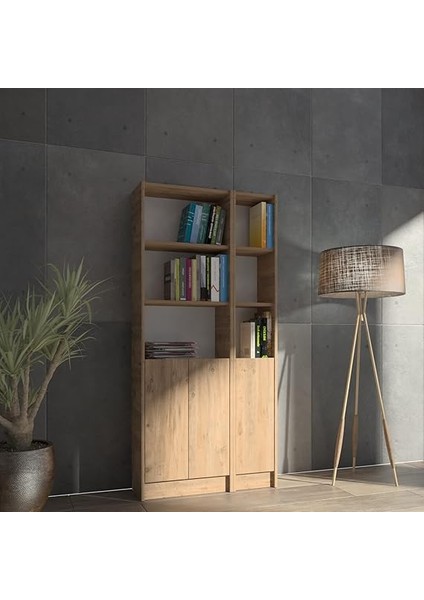 Mobilya FLAT85 Kitaplık 3 Kapaklı Kütüphane Çok Amaçlı Dolap Çam modelleri