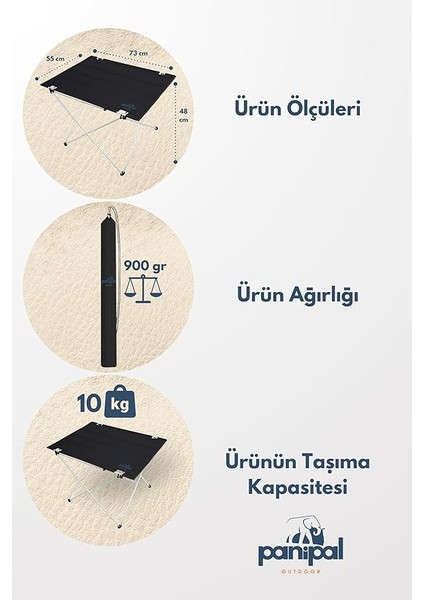 Omuz Askılı, Katlanabilir Kamp ve Piknik Masası (Siyah) fiyatları