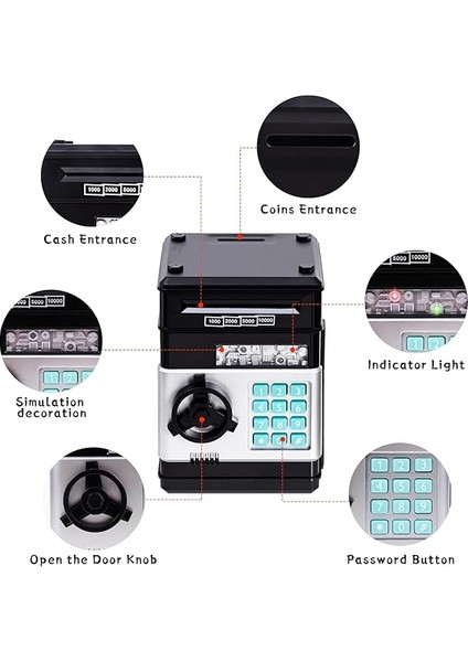 Dijital Kumbara Mini Atm 3 4 5+ Yaş Çocuklar Için Güvenli Para Bankası, Nakit Para Tasarruf Kutusu Erkek Kız Çocuklar Için Güvenli Para Kutusu, Doğum Günü Çocuk Bayramı Için Mükemmel Kumbara fiyatları