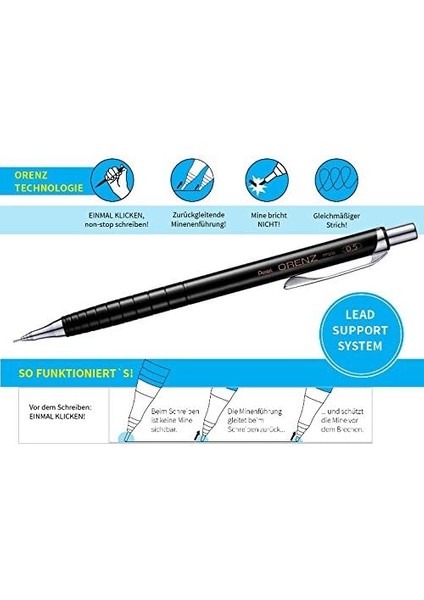 Orenz Uç Korumalı Teknik Çizim ve Yazı Için Mekanik Kurşun Kalem, 0.7 Mm, Pembe modelleri