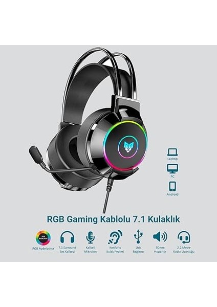 Hero 7.1 USB Rgb Aydınlatmalı Mikrofonlu Gaming Oyuncu Kulaklığı fiyatları