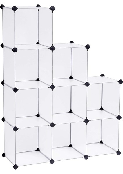 9 Bölmeli Raf Sistemi, Ayakkabı Rafı, Banyo Rafı, Giysi Dolabı, Oyuncak Dolabı, 93 x 31 x 123 Cm, Beyaz LPC115S