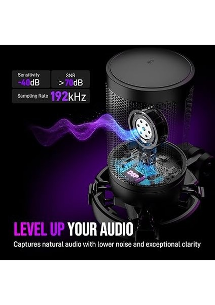 Ampligame A6V Yayıncı - Oyuncu - Gamer - Podcast - Youtuber Rgb USB Mikrofon (Siyah) modelleri