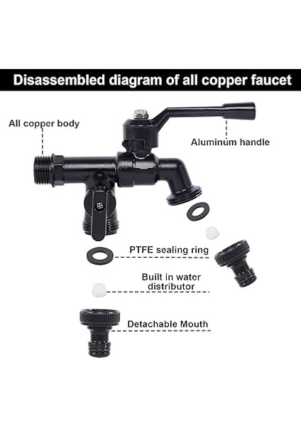 Donmaya Karşı Koruma Çift Musluk Bahçe 1/2 Inç %100 Yüksek Sertlik Pirinç 2 x 3/4 Inç Çıkış, Donmaya Karşı Koruma Musluğu Dış Musluk Çamaşır Makinesi Musluğu 1/2 Inç Ibc Çıkış Musluğu 1/2 Inç fırsatları
