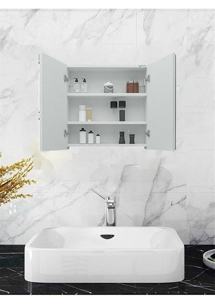 Aynalı Stil Banyo Lavabo Dolabı Beyaz modelleri