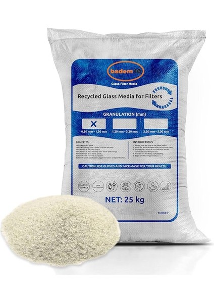 Cam Filtre Medyası 25 kg Havuz Filitre Temizleme Cam Kumu 0.50-1.20 mm