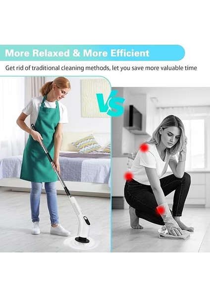Elektrikli Spin Scrubber, Su Geçirmez Akülü Duş Temizleme Fırçası, Değiştirilebilir Fırça Başlıkları ve Ayarlanabilir Uzatma Kolu Küvet Mutfak Duvar Temizliği Için 2 Hız fırsatları