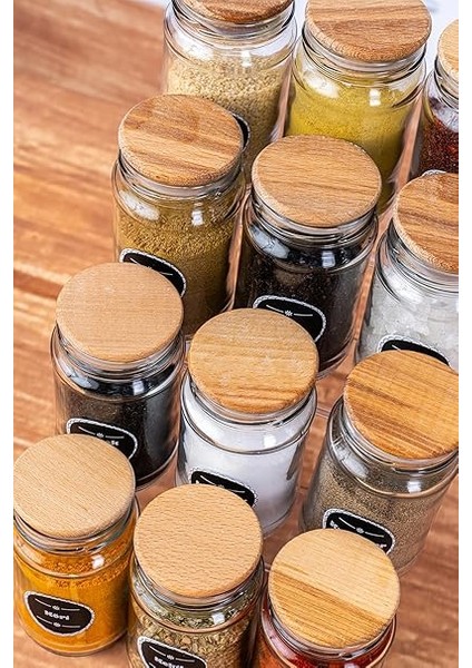 Adet Ahşap Kapaklı Cam Baharatlık Seti 320 cc -12LI Ahşap Kapaklı Baharat Takımı fiyatları
