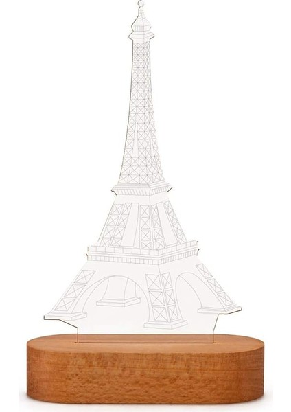 Eyfel Kulesi 3 Boyutlu LED Masa Lambası - USB Bağlantılı Sarı Işık fırsatları