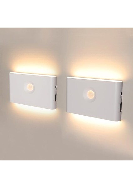 Sensörlü Gece Lambası, 2 x USB Şarj Edilebilir LED Merdiven Işığı, Araba Lambası, Açma/kapama Lambası, Koridor Lambası, 3000 K, Sıcak Beyaz, Koridor, Yatak Odası Için