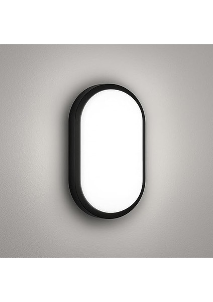 20W IP65 Oval Siyah LED Tavan ve Duvar Lambası | 6500K Beyaz Işık | Su Geçirmez Banyo Bahçe Aydınlatma Armatürü | 2000 Lümen | 270X147X78MM (220V)