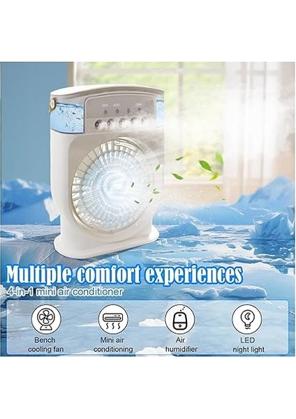 Buharlı Vantilatör - Ultra Güçlü 3 Kademe Soğutucu Fan, 5 Seviye Buhar Üfleme, 600 ml Su Kapasitesi, Uzun Şarj Ömrü, 180 Derece Manevralı, Ev Ofis Kamp Için Kablosuz Portatif Vantilatör fiyatları