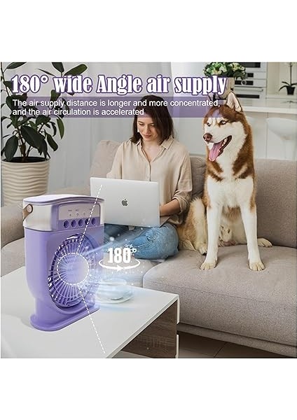 Buharlı Vantilatör - Ultra Güçlü 3 Kademe Soğutucu Fan, 5 Seviye Buhar Üfleme, 600 ml Su Kapasitesi, Uzun Şarj Ömrü, 180 Derece Manevralı, Ev Ofis Kamp Için Kablosuz Portatif Vantilatör fırsatları