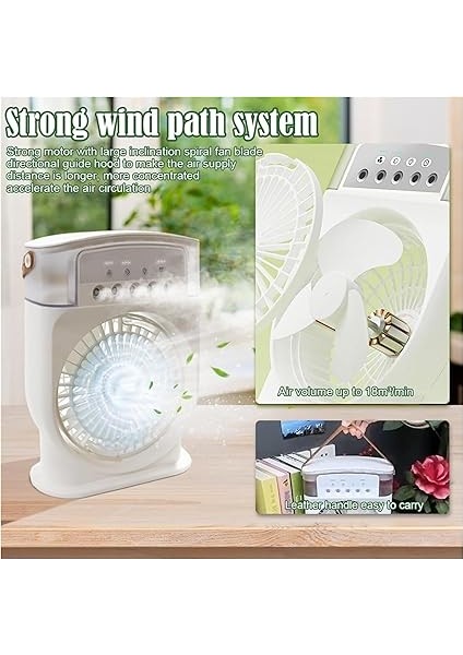 Buharlı Vantilatör - Ultra Güçlü 3 Kademe Soğutucu Fan, 5 Seviye Buhar Üfleme, 600 ml Su Kapasitesi, Uzun Şarj Ömrü, 180 Derece Manevralı, Ev Ofis Kamp Için Kablosuz Portatif Vantilatör indirimleri