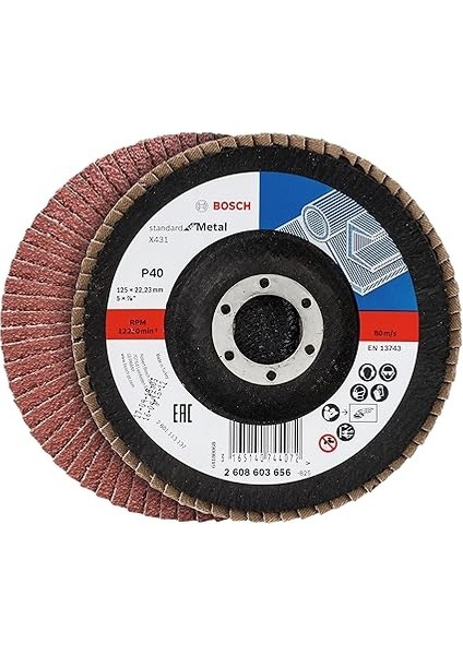 Professional 3 Adet Flap Disk Seti X431 Standard For Metal, Çelik ve Paslanmaz Çelik Taşlama Için, Düz, 125 Mm, Kum Kalınlığı 40/60/80, Küçük Avuç Taşlama Makineleri Için Uygundur fiyatları
