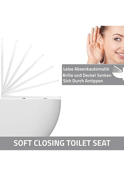 Bagno | Klozet Kapağı ve Wc Oturağı, Otomatik Kapanma Otomatiği Ile, Ab'de Üretilmiştir, Antibakteriyel, D Şeklinde Klozet Kapağı, Çıkarılabilir, Duroplast Wc Gözlüğü, Yumuşak Kapanma, Beyaz | Thın modelleri