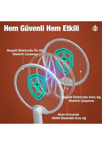 Katlanabilir USB Şarjlı 3 Katmanlı 3000V Voltaj Uv Işıklı Raket Sivrisinek Kovucu Sinek Öldürücü modelleri