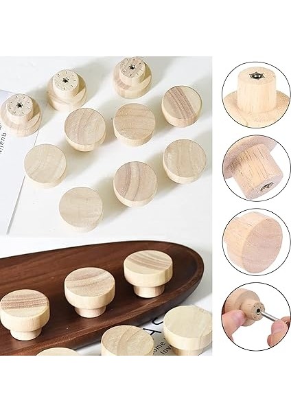 12'li Paket Ahşap Mobilya Topuzu, Kapı Çekmece Kulpları, Dolaplar ve Çekmeceler Için Topuzlar, Vidalı Dolap Topuzu, Şifonyer, Mobilya Için Ahşap Topuzlar, 35 x 26 mm - A modelleri