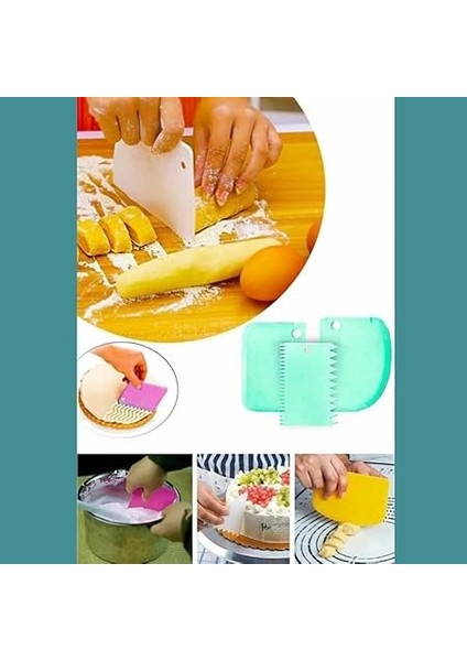 Hamur Pasta Kesici Kazıyıcı Dilimleyici Şekillendirici Plastik Aparat (Asortili) indirimleri