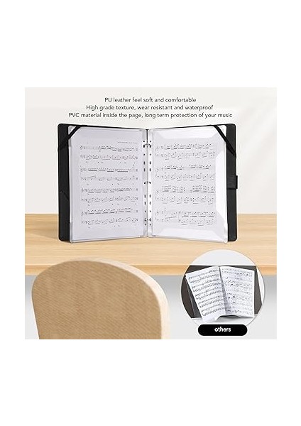 A4 Nota Klasörü, 3 Zil Piyano Klasörü, Grup, Orkestra, Koro, Sayfa Numaralı Evrensel Tasarım, Siyah modelleri