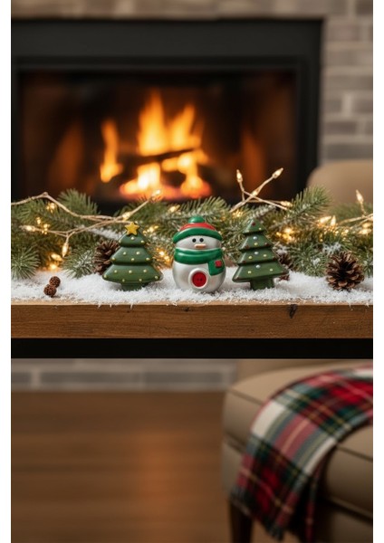 3’lü Yılbaşı Seti 2 Çam Ağacı 1 Kardan Adam Dekoru