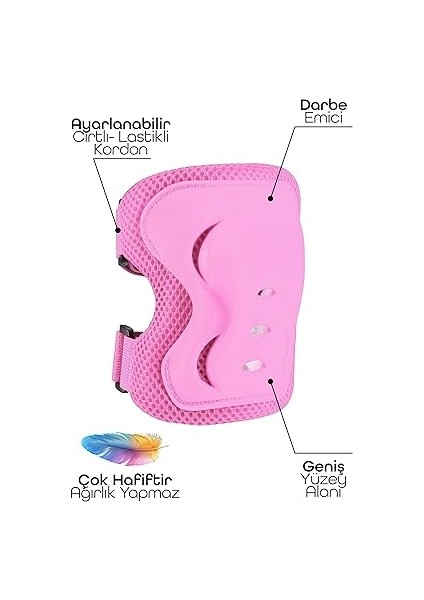Yüksek Koruma 3-12 Yaş Paten Scooter Bisiklet Kaykay Diz Dirsek El Koruma Koruyucu Seti Pembe fiyatları