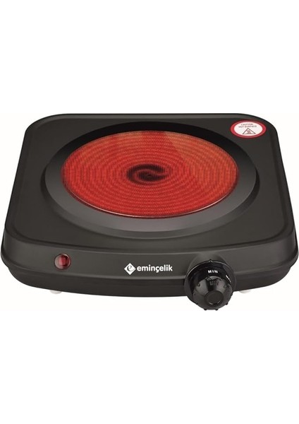 Ec-Sü Vcb 01 1200 W Set Üstü Tek Gözlü Seramik Camlı Siyah Gövdeli Elektrikli Ocak