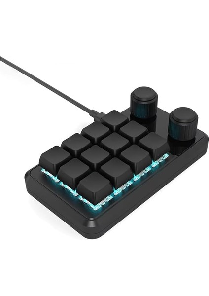 Programlama Makro Kablolu Klavye Özel Rgb 12 Tuşlu Kopyala Yapıştır Düğmesi Mini Klavye Oyun Hotswap Macropad Siyah