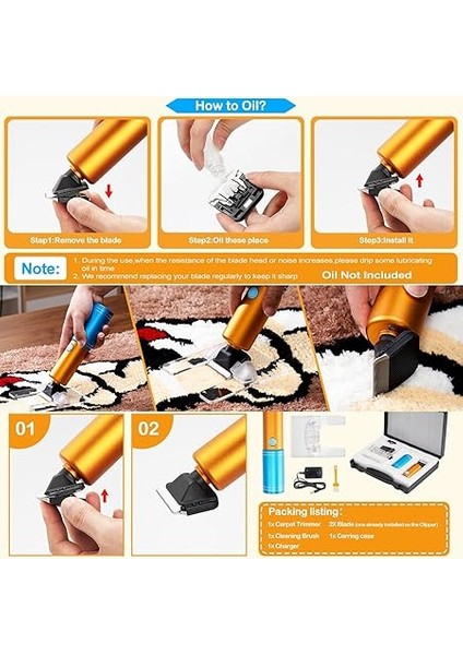 Halı Tafting Tabancası Seti ve Yeni Akülü Halı Düzeltici, 2'si 1 Arada Kesilmiş Kazık ve Döngü Kazık, 12000 Dev/dak, Yüksek Hızlı Halı Dokuma Için Ev Kendin Yap Aletleri fırsatları