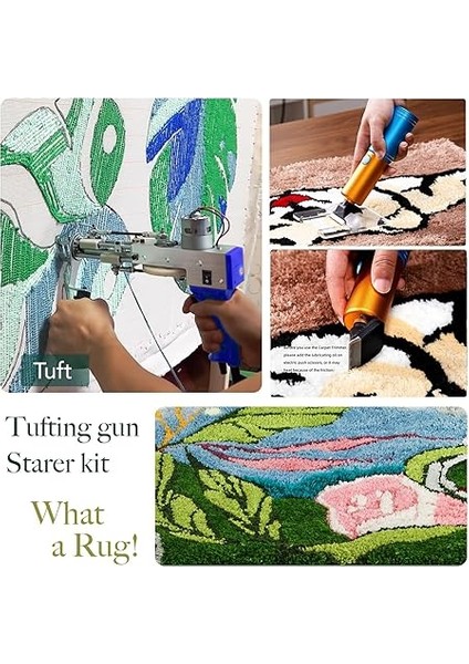 Halı Tafting Tabancası Seti ve Yeni Akülü Halı Düzeltici, 2'si 1 Arada Kesilmiş Kazık ve Döngü Kazık, 12000 Dev/dak, Yüksek Hızlı Halı Dokuma Için Ev Kendin Yap Aletleri indirimleri