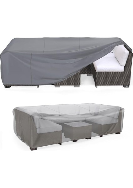 Mobilyası Örtüsü, Bahçe Mobilyası Brandası, Su Geçirmez, Rüzgar Geçirmez, Uv Dayanıklı, Bahçe Mobilyası Örtüsü, Bahçe Mobilya Brandası Masa Sandalye Koruma Örtüsü (Grı, 260 * 160 * 80)