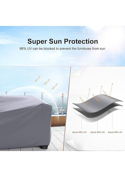 Mobilyası Örtüsü, Bahçe Mobilyası Brandası, Su Geçirmez, Rüzgar Geçirmez, Uv Dayanıklı, Bahçe Mobilyası Örtüsü, Bahçe Mobilya Brandası Masa Sandalye Koruma Örtüsü (Grı, 260 * 160 * 80) indirimleri