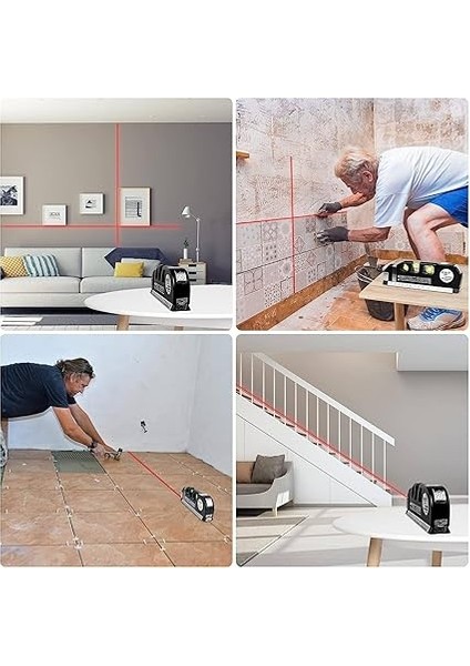 Lazer Seviyesi, Qooltek M Amaçlı Çapraz Çizgi Lazeri 8 Feet Şerit Metresi Resim Asmak Için Ayarlanmış Standart ve Metrik R'ler Manyetiksiz Siyah fırsatları