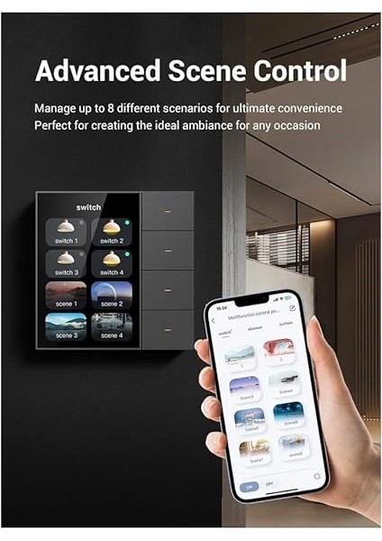 Tuya Zigbee 3.5 Inç Akıllı Duvar Anahtarı Dokunmatik Ekran 4 Grup Anahtarı 8 Yollu Sahne Radar Sensörü Karartma Anahtarı Akıllı Ev B fiyatları