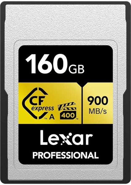 160GB Profesyonel Cfexpress Tip A Altın Serisi Hafıza Kartı, 900MB/S'YE Kadar Okuma, Sinema Kalitesi 8k Video, Dereceli Vpg 400 (LCAGOLD160G-RNENG)