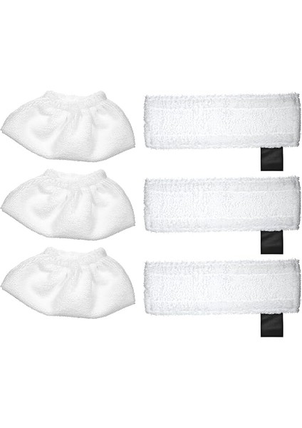 Karcher Sc2 / Sc3 / Sc4 / Sc5 Paspas Bezi Aksesuarları Için 6 Paket Bez Seti Paspas Pedlerinin Değiştirilmesi (3 Bez Nozul Kapakları ve 3 Mikrofiber Paspas Pedleri)