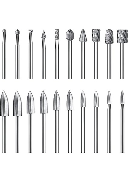20 Adet Sert Metal Freze Ucu Seti, Hss Freze Pimi Zımpara Matkabı, 3 mm Şaftlı, Ahşap Gravürleme, Oyma, Delme, Heykel Için, Dremel Çok Amaçlı Alet Için Uygun