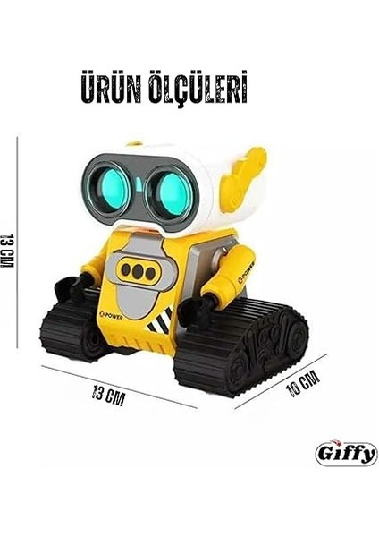 Uzaktan Kumandalı El Sensörlü Akıllı Wall-E Robot Dahili Şarjlı Işıklı Sesli Full Fonksiyonlu El Hareketlerini Algılayabilen Farklı Işık Kombinasyonlu Akıllı Rc Robot (Sarı) modelleri