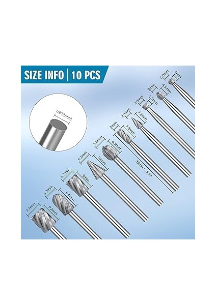 20 Adet Sert Metal Freze Ucu Seti, Hss Freze Pimi Zımpara Matkabı, 3 mm Şaftlı, Ahşap Gravürleme, Oyma, Delme, Heykel Için, Dremel Çok Amaçlı Alet Için Uygun modelleri