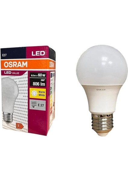 Ledvalue 8.5W E27 LED Ampul | 2700K Sıcak Sarı Işık, 806 Lümen, 60W Eşdeğer | Enerji Tasarruflu Ampul – 10'lu Paket fiyatları