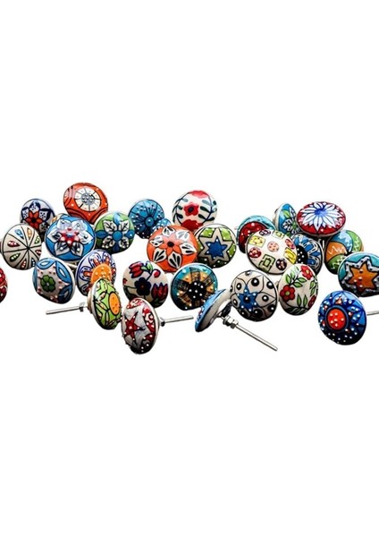 Seramik Tokmak, Vintage Görünümlü, Çiçek Tasarımlı, Kapılar, Dolaplar, Çekmeceler Için Kulplar, 20 Adet